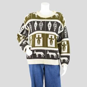 Vintage 70s Aztec Chunky Knit  Sweater Women's Large - XL